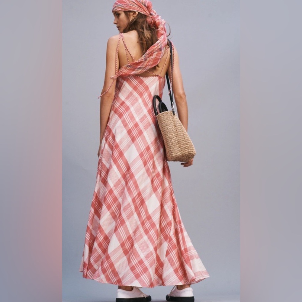 Ralph Lauren Pink Checkered Maxi Dress NWT - Picture 3 of 11